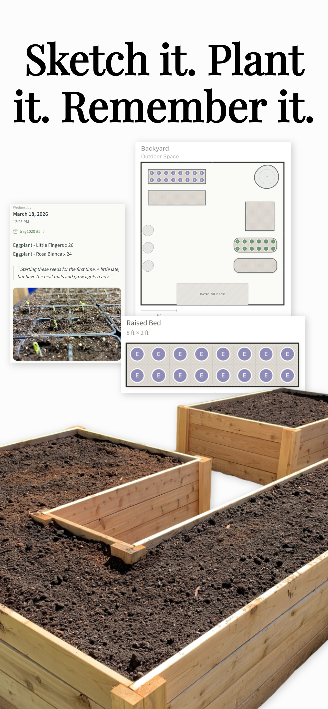 Garden workbench with layout planner and journal